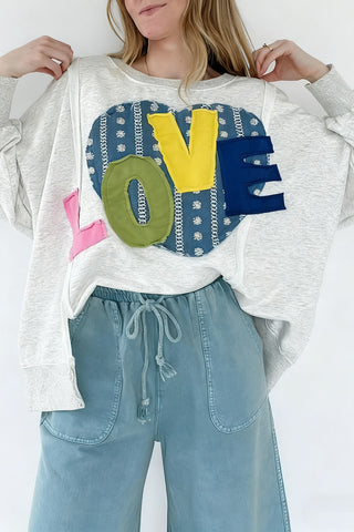 Oversized Appliqué Sweatshirt with Love Motif