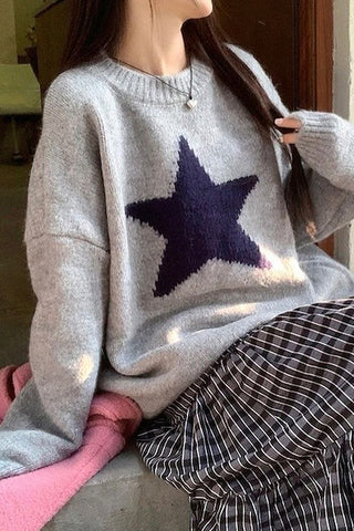 Star Patterned Oversized Sweater