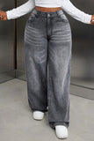 High-Waisted Wide Leg Denim Trousers