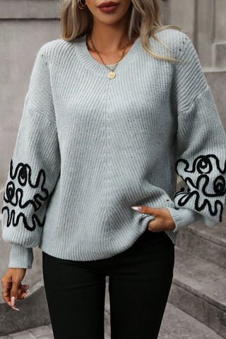 Stylish Floral Sleeve Sweater