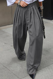 Pleated Wide-Leg Casual Pants
