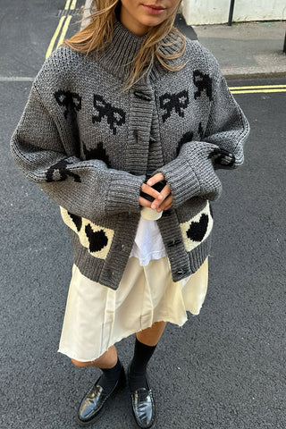 Trendy Graphic Button Cardigan