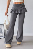 Ruffle High-Waist Flare Casual Pants