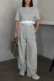 Casual Two-Piece Set with Cropped Top