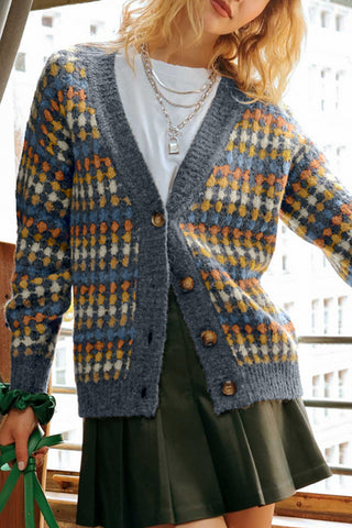 Chic Geometric Button-Up Cardigan