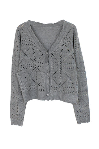 Button-Front Textured Cardigan