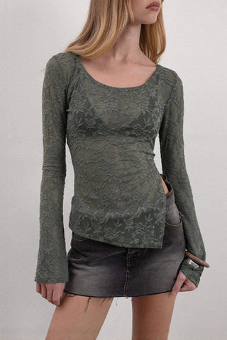 Lace Long-Sleeve Blouse