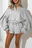 Zip-Front Oversized Sleeve Short Set