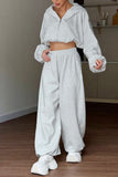 Casual Zip-Up Hoodie and Pants Set