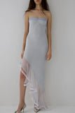 Strapless Asymmetrical Evening Dress