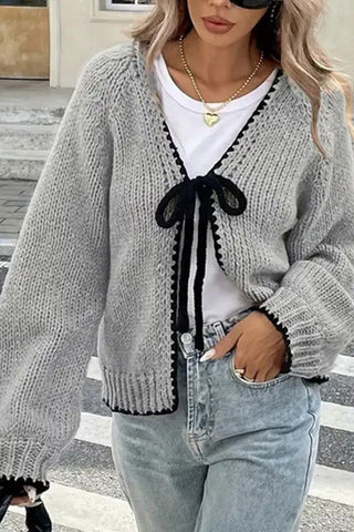 Knit Cardigan with Contrast Trim