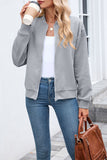Textured Zip-Up Bomber Jacket