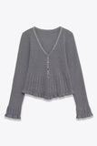 Button-Front Layered-Hem T-Shirt