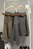 Asymmetric Denim Midi Skirt