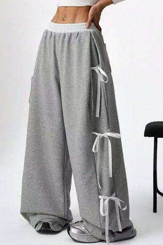 Side Tie Ribbon Casual Pants