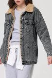 Casual Faux Shearling Lined Denim Jacket