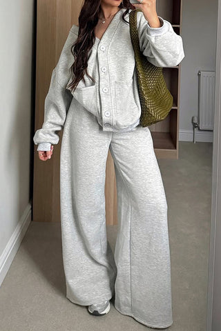 Button-Down Relaxed Pants Set