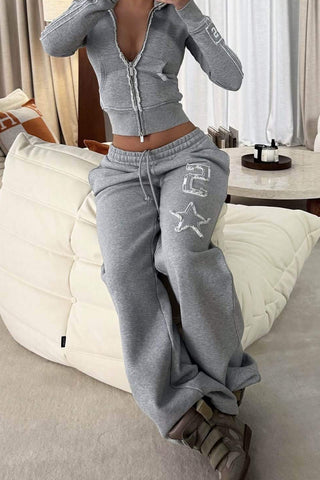Cropped Camouflage Hoodie Set
