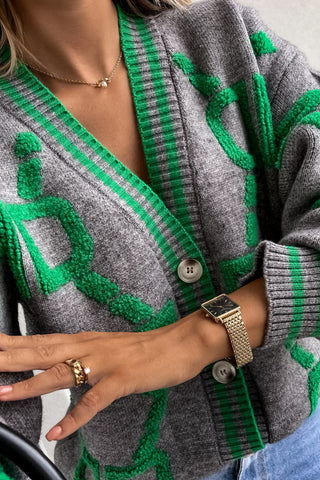 Geometric Patterned Button Cardigan