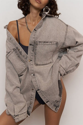 Oversized Distressed Denim Jacket