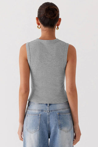 Sleeveless Button-Up Tank Top