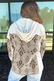 Aztec Print Color Block Hooded Shacket