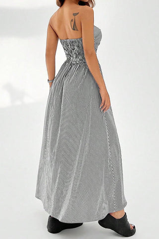 Strapless Striped Maxi Dress