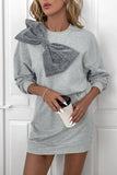 Cozy Sweatshirt Dress with Bow Accent