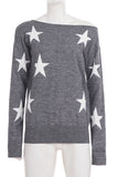 Star-Patterned Off-Shoulder Sweater