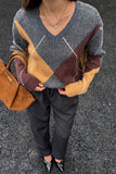 Geometric Pattern V-Neck Sweater