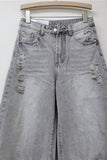 Distressed Wide-Leg Denim Pants