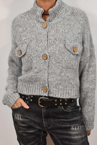Button-Front Knit Cardigan