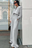 Zip-Up Sweatsuit Set with Wide-Leg Pants