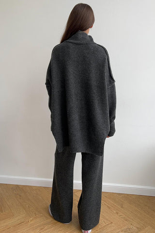 Turtleneck Sweater and Wide-Leg Pants Set