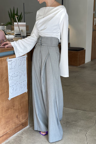 High-Waist Pleated Wide-Leg Pants
