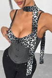 Leopard-Detail Bustier Tank Top