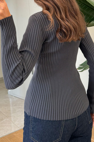 Ribbed Button-Front Cardigan