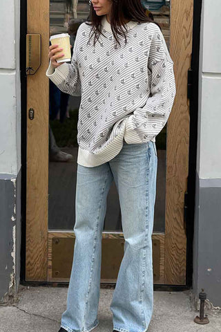 Patterned Knit Crewneck Sweater