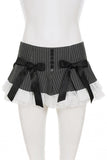 Button-Front Mini Skirt with Bow Accents