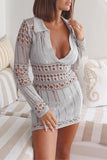 Crochet V-Neck Casual Dress