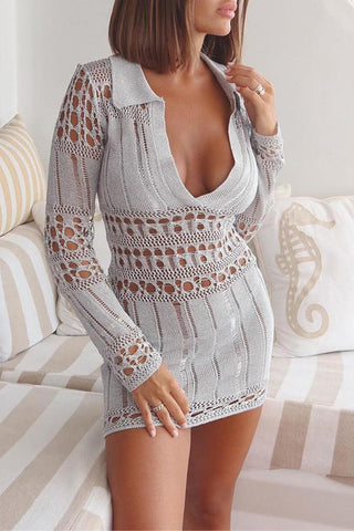 Crochet V-Neck Casual Dress