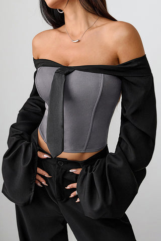 Off-Shoulder Tie-Front Corset Top