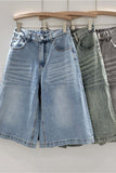 Wide-Leg Denim Shorts