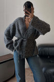 Open-Front Belted Cardigan