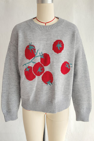 Playful Tomato Pattern Sweater