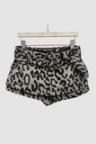 Belted Animal Print Casual Shorts