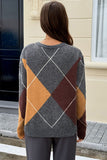 Argyle Pattern V-Neck Sweater