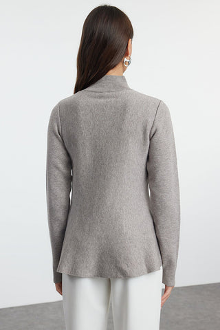 Mock-Neck Sweater with Flared Hem