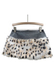 Button-Accent Faux Fur Mini Skirt