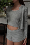 Chic Buttoned Cardigan Short Set